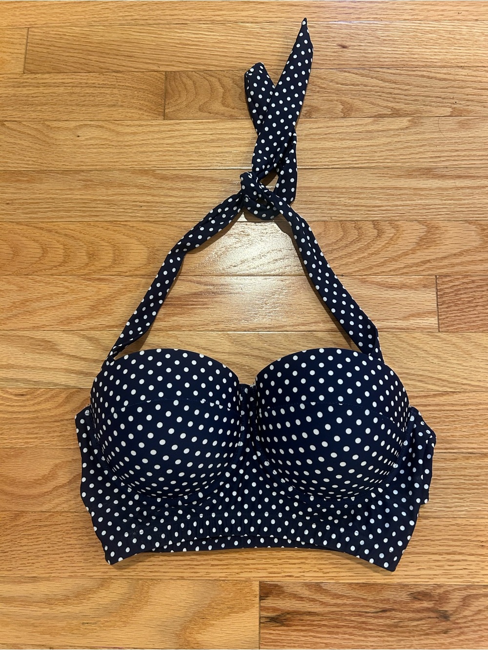 Navy Polka Dot Halter Bikini Top